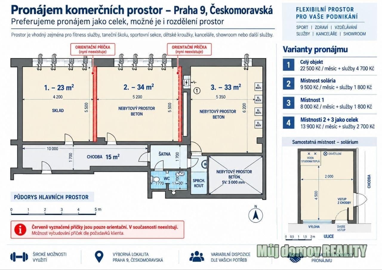 Pronájem komerčních prostor Praha 9, Českomoravská / Čihákova – foto 2